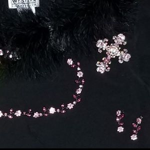 BEAUTIFUL Pink and Black Floral Necklace and Earring Set Dainty but Bold